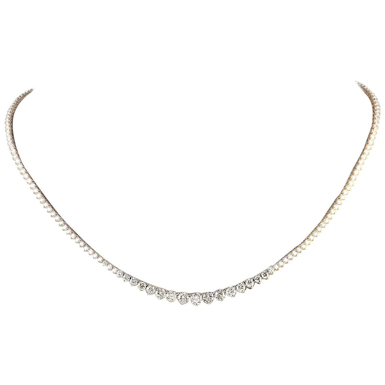 10.00 Carat Diamond 18 Karat Solid White Gold Necklace