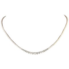 10.00 Carat Diamond 18 Karat Solid White Gold Necklace