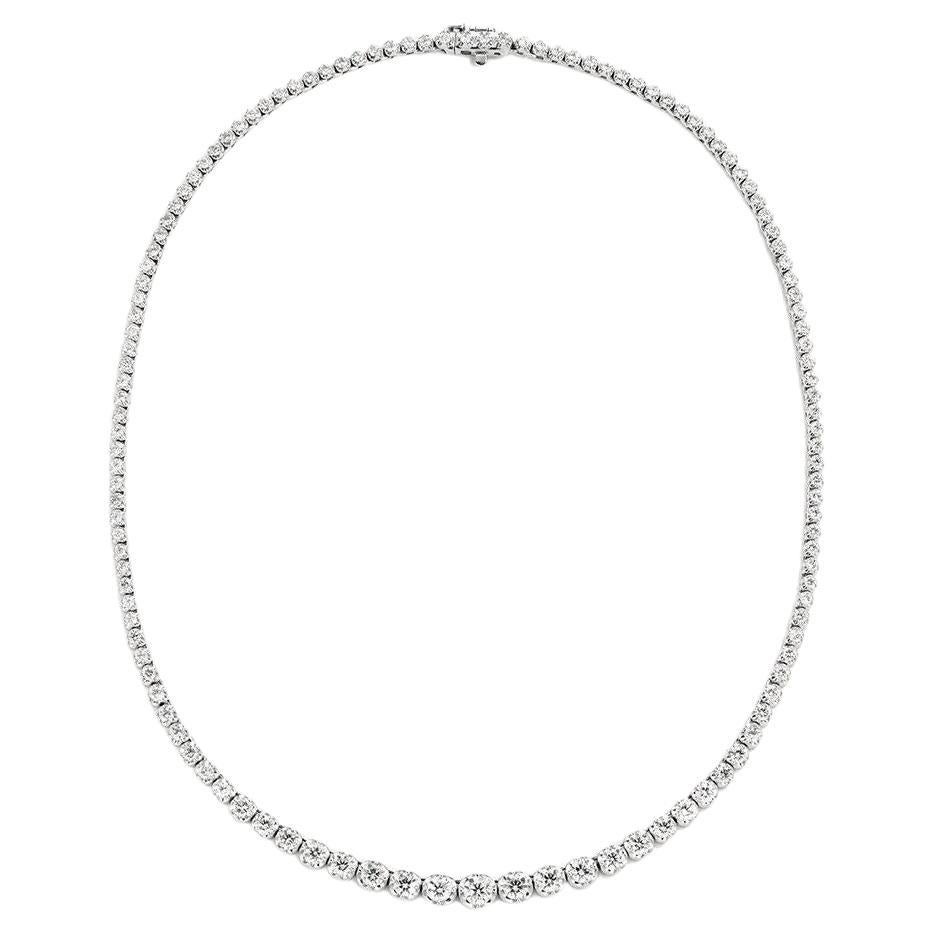 10.00 Carat Natural Diamond Graduated Necklace G SI 14K White Gold 16'' For Sale