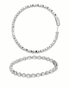 10.00 Carat Natural Diamond Hoop Earrings in 14 Karat White Gold