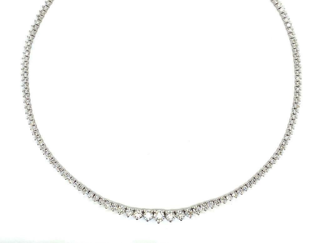 10,00 Karat natürlicher Diamant Tennis Halskette G SI 14k Weißgold (Zeitgenössisch) im Angebot