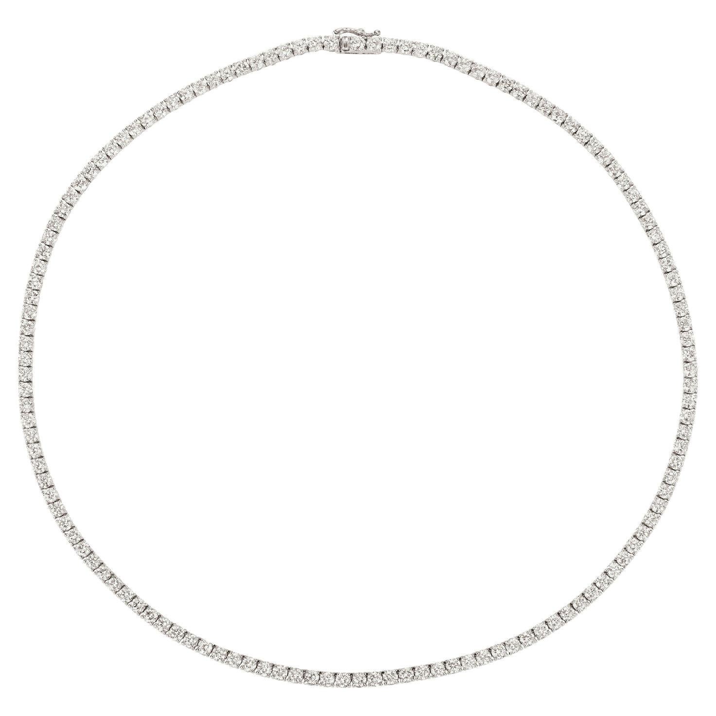 10.00 Carat Natural Diamond Tennis Necklace G SI 14k White Gold For Sale