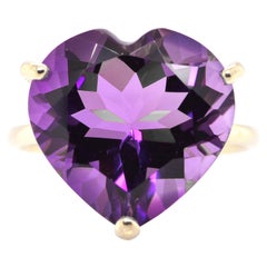 10.00 Carat Natural, Heart-Cut Amethyst Cocktail Ring