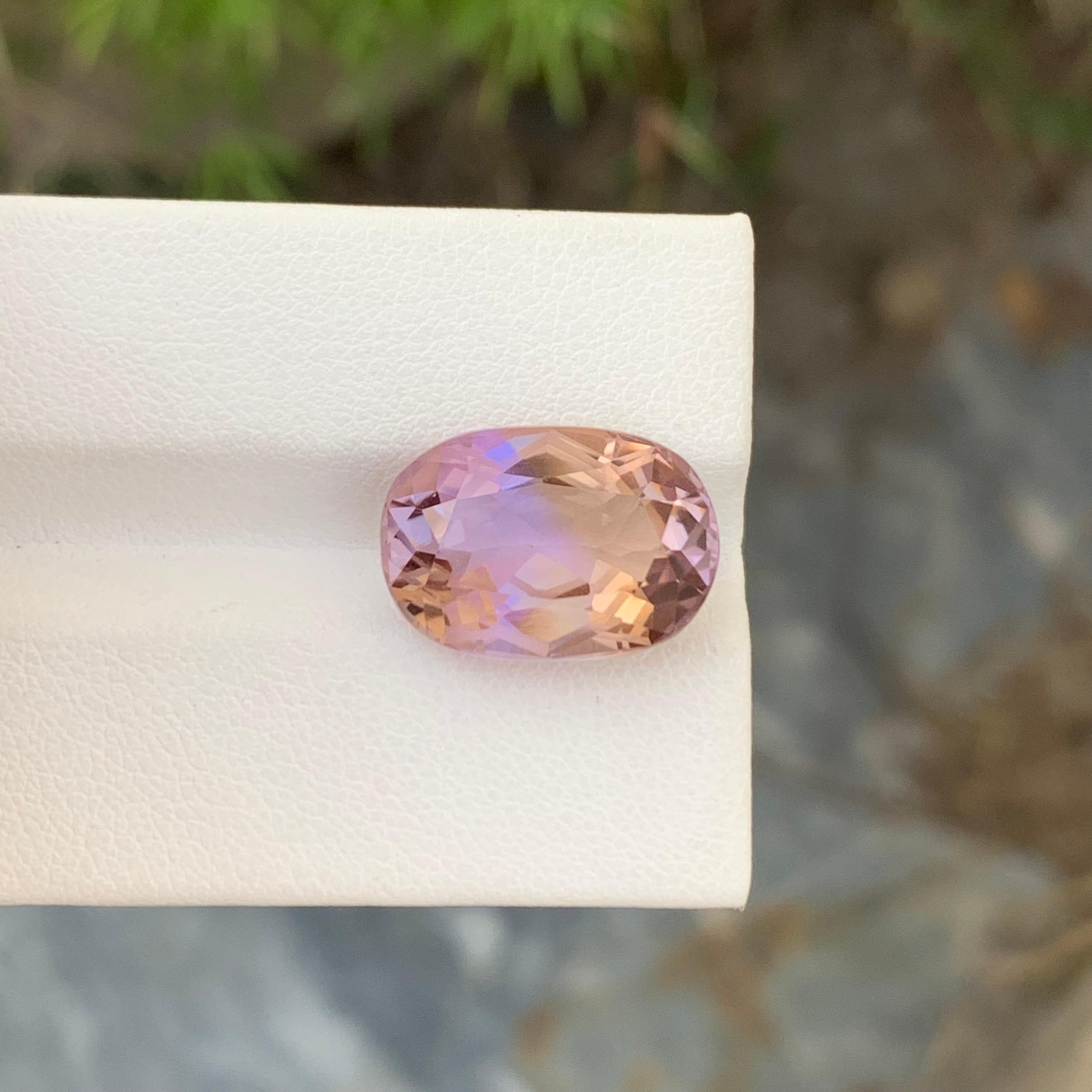 10.00 Carat Natural Loose Ametrine Long Oval Shape Gem For Necklace  In New Condition For Sale In Peshawar, PK