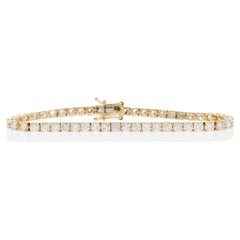 Bracelet tennis à 4 griffes en or jaune 14 carats avec diamants ronds naturels de 10,00 carats			