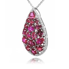 10,00 Karat natürlicher Rubin-Diamant-Anhänger 18K Weißgold