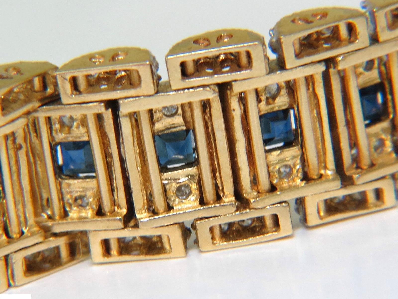 10.00 Carat Natural Sapphire Diamond Bracelet Edwardian Revival Deco 14 Karat For Sale 1