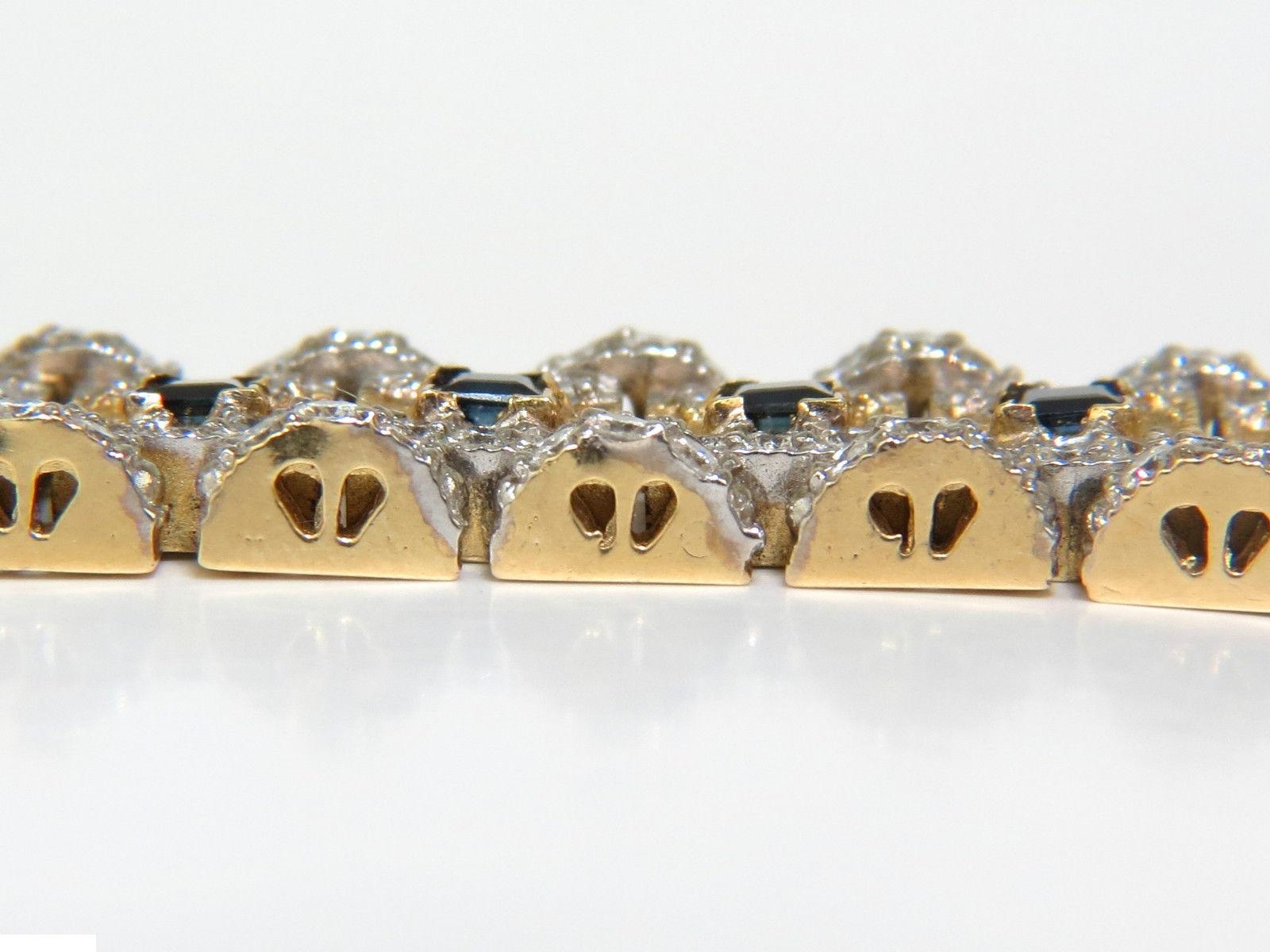 10.00 Carat Natural Sapphire Diamond Bracelet Edwardian Revival Deco 14 Karat For Sale 2