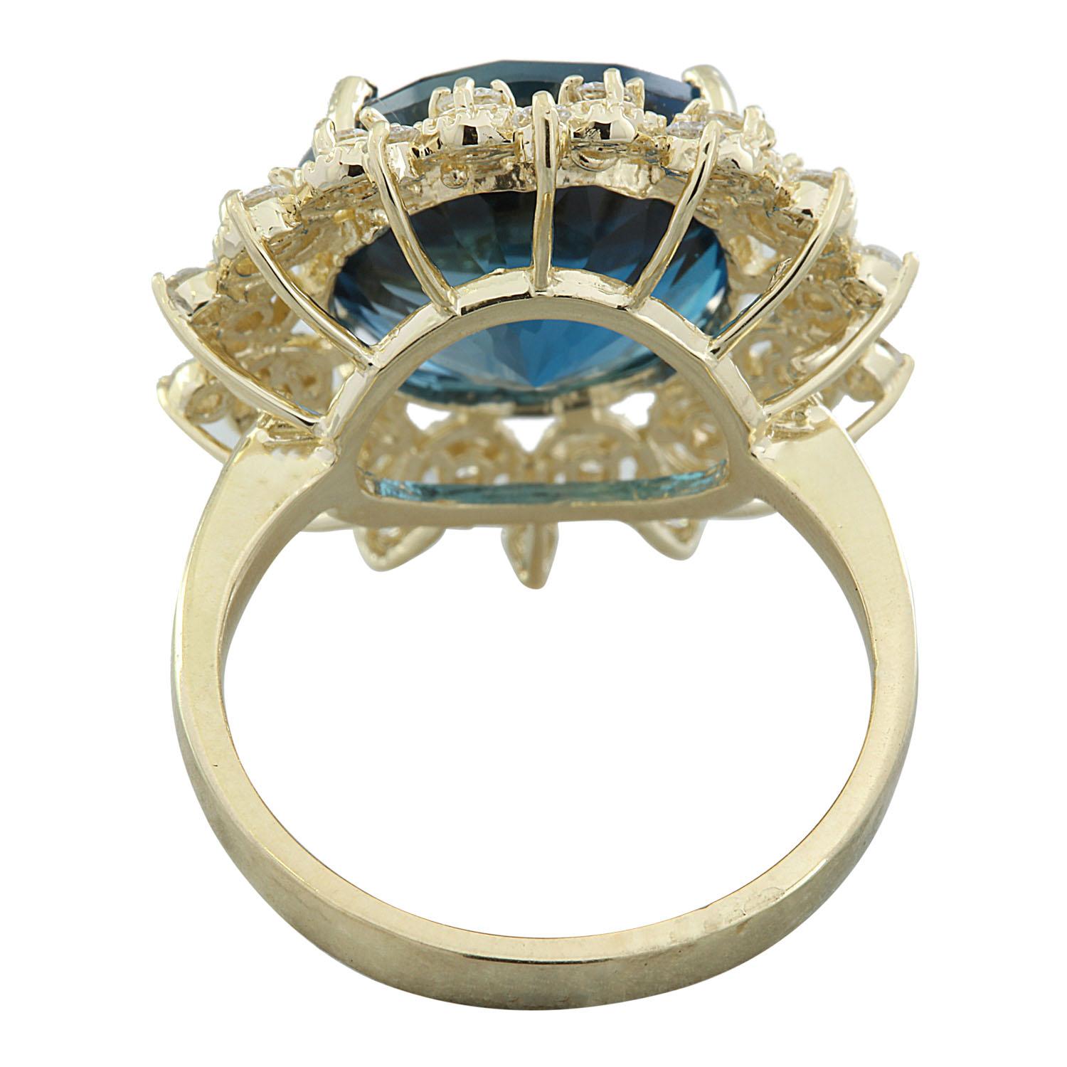 10.00 Carat Natural Topaz 14 Karat Solid Yellow Gold Diamond Ring In New Condition For Sale In Los Angeles, CA