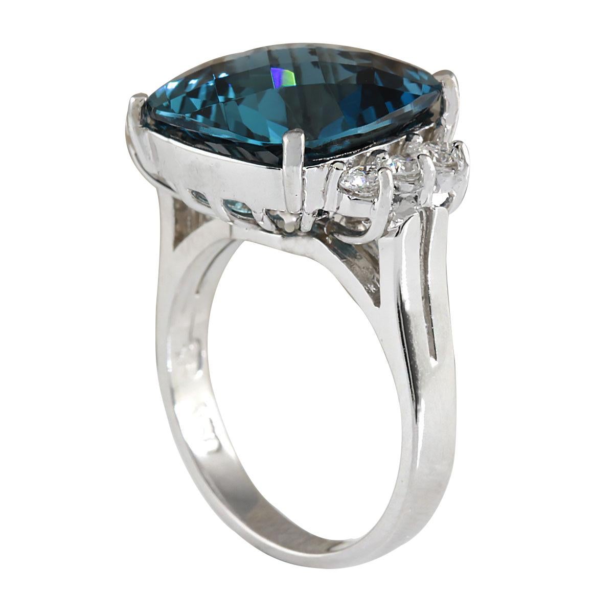 Modern Exquisite Natural Topaz Diamond Ring In 14K White Gold  For Sale