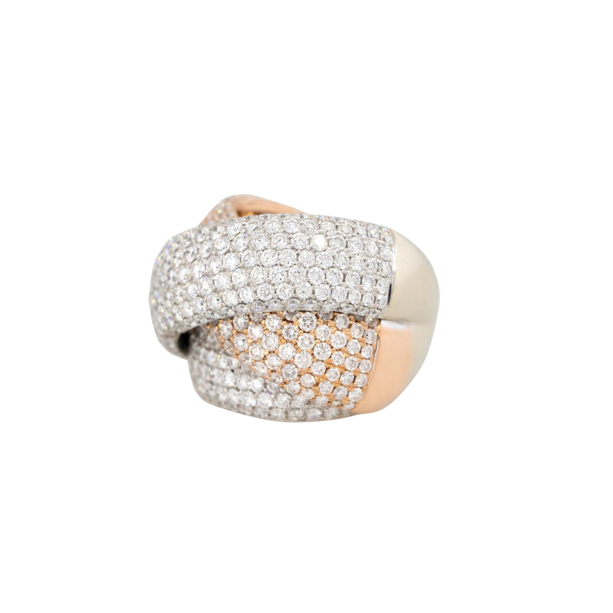 Modern 10.00 Carat Pave Diamond Thick Crossover Ring 18 Karat In Stock For Sale