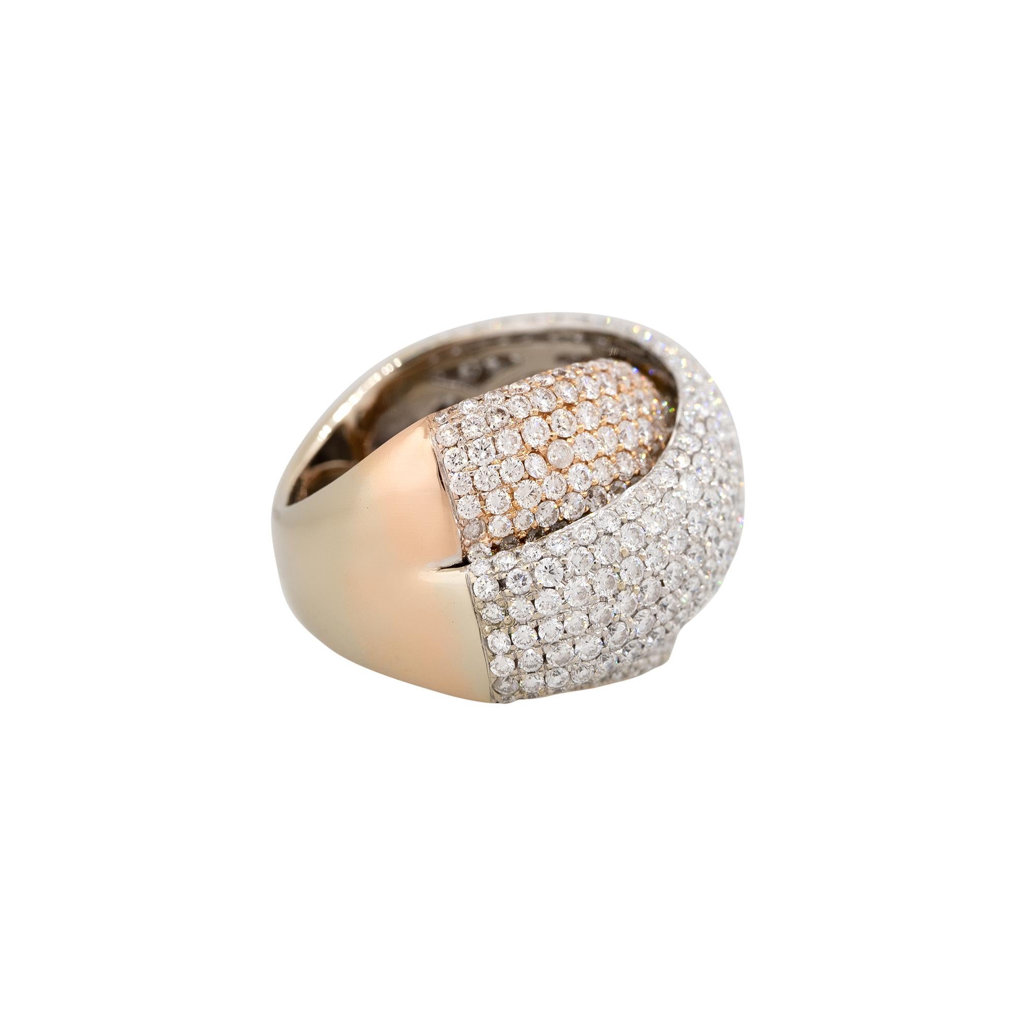 Women's 10.00 Carat Pave Diamond Thick Crossover Ring 18 Karat In Stock For Sale