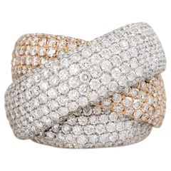 10.00 Carat Pave Diamond Thick Crossover Ring 18 Karat In Stock
