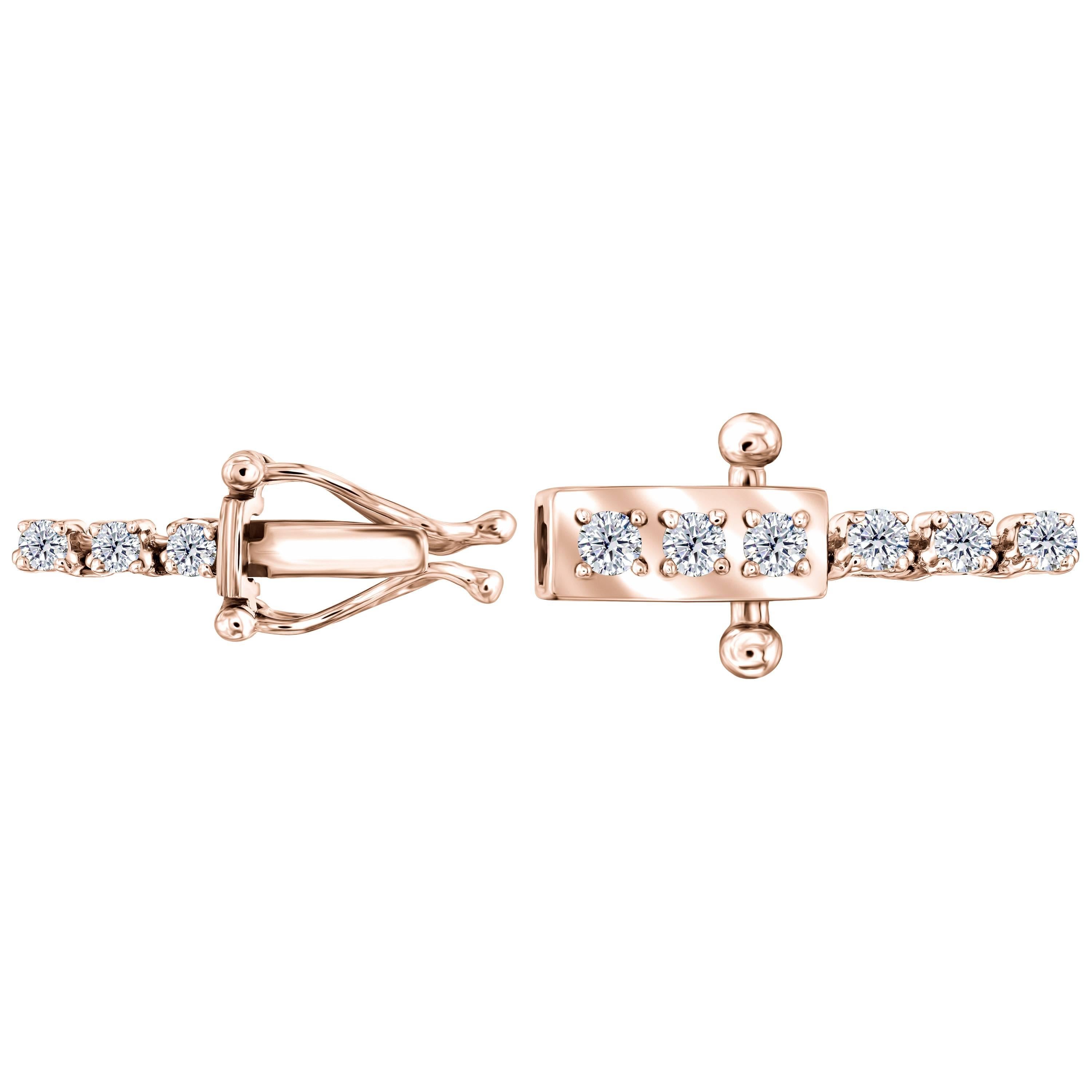 Diamant 10 Karat Riviera Runde Tennis-Halskette aus 18 Karat Roségold mit vier Krallen im Zustand „Neu“ im Angebot in London, GB