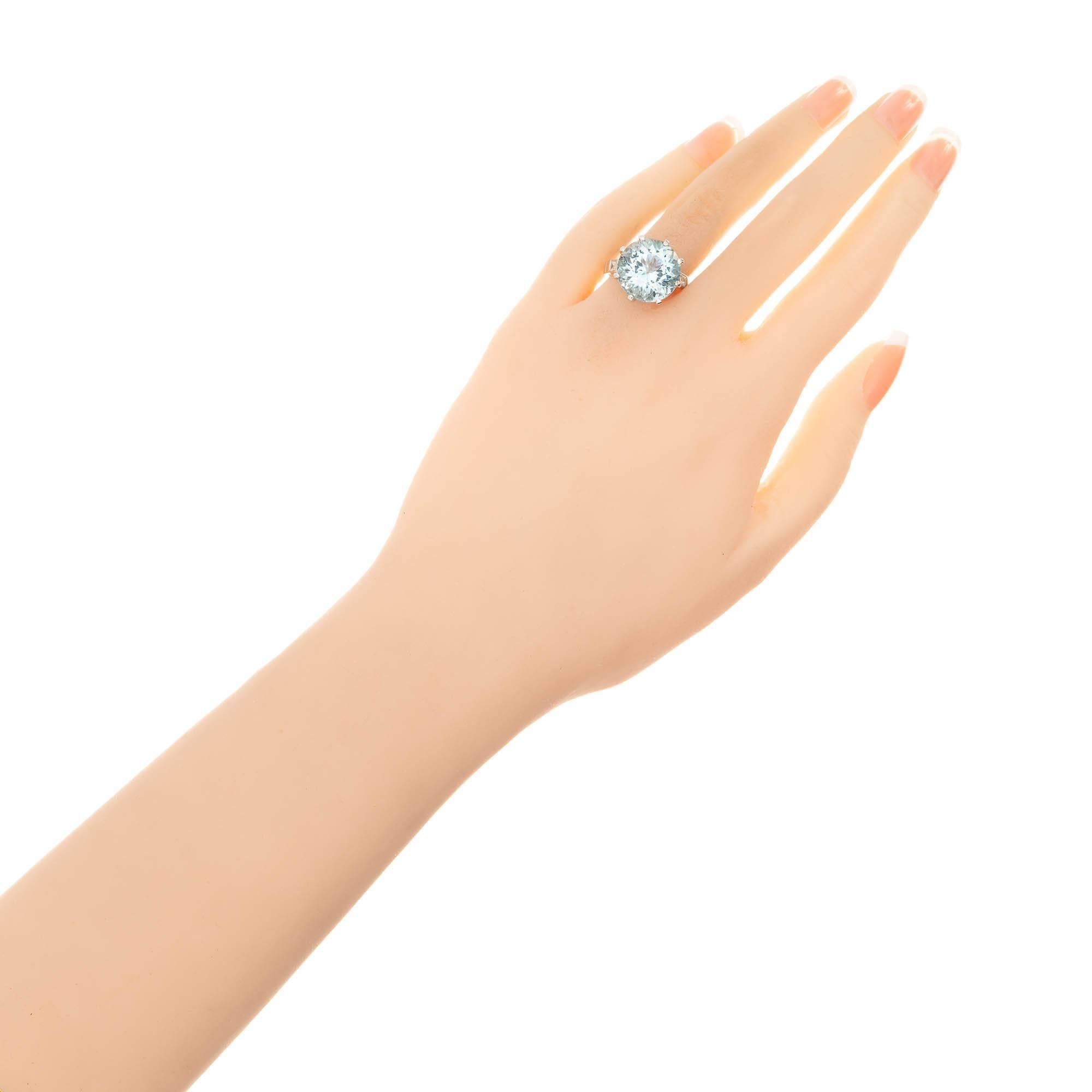 Women's 10.00 Carat Round Aquamarine Diamond Platinum Cocktail Ring For Sale