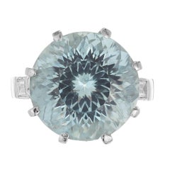 10.00 Karat Runder Aquamarin Diamant Platin Cocktail-Ring