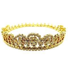 10,00 Karat runder Brillant Diamant und 18K Gelbgold Tiara Choker Halskette