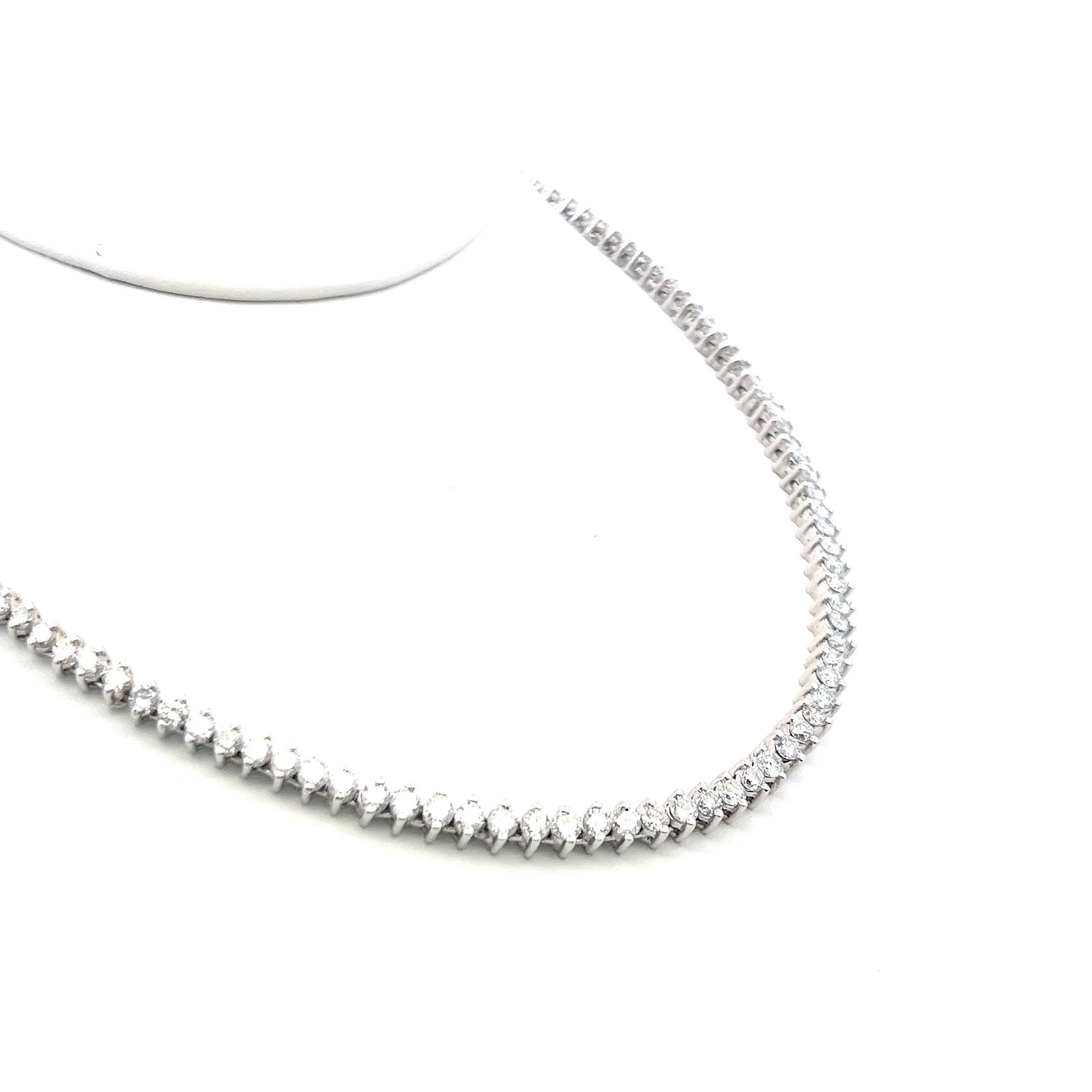 Taglio rotondo 10,00 Carati Rotondo Brillante G VS Diamante 18 Karati Oro Bianco Collana Riviera in vendita