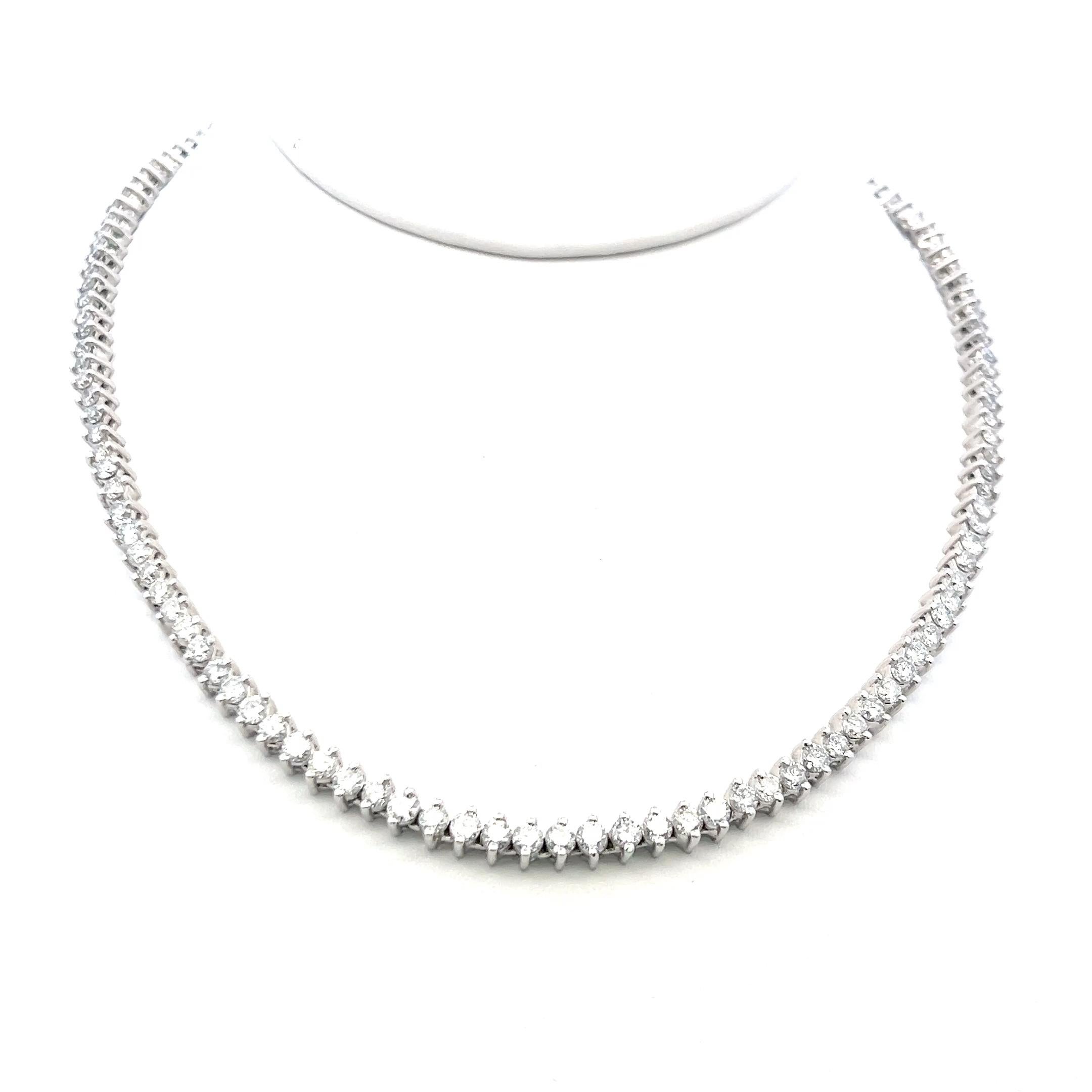 10,00 Carati Rotondo Brillante G VS Diamante 18 Karati Oro Bianco Collana Riviera In condizioni buone in vendita a New York, NY