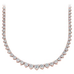 10.00 Carat Round Cut Diamond Riviera Necklace in 14K Rose Gold
