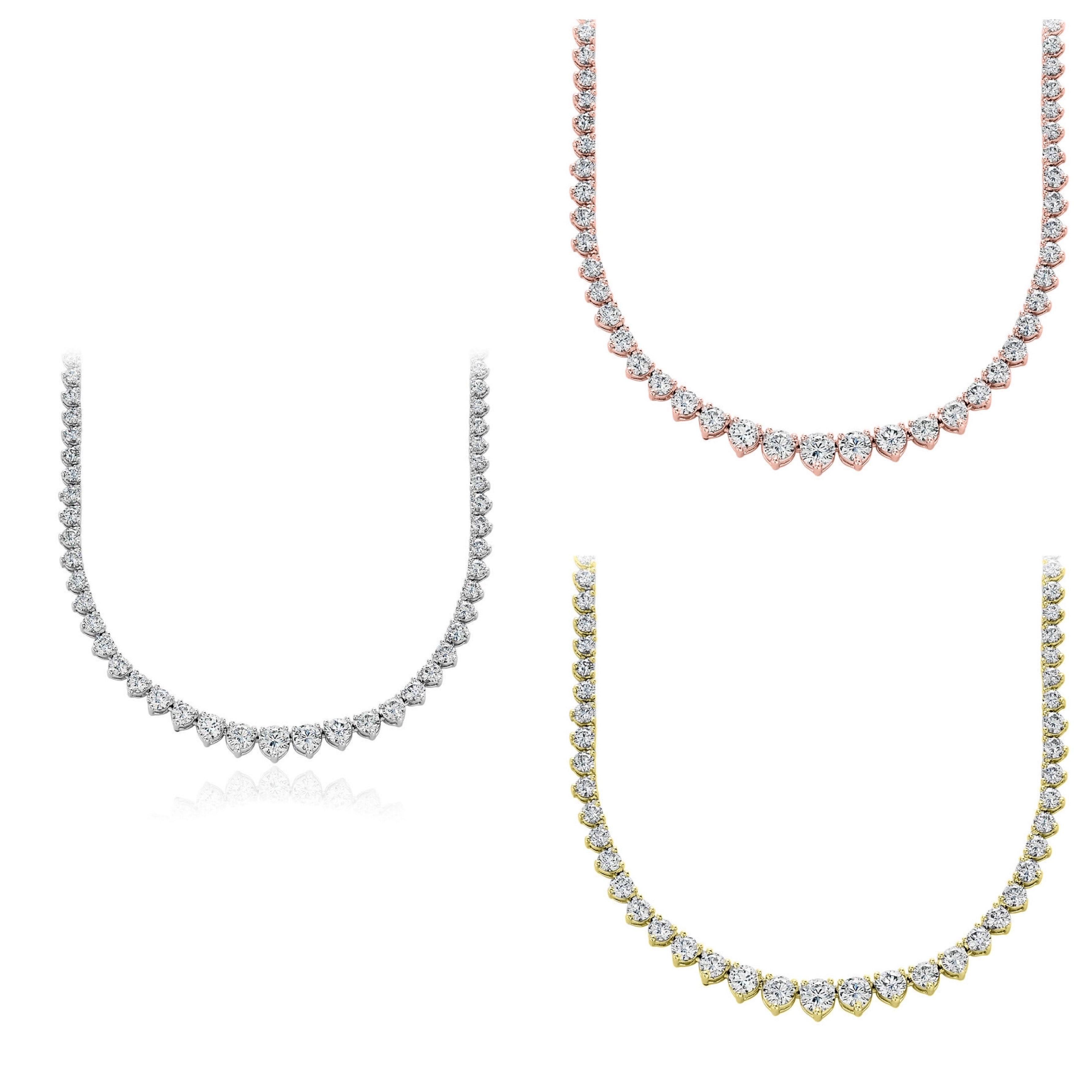 10,00 Karat Rundschliff Diamant Riviera-Halskette aus 14K Weißgold im Zustand „Neu“ im Angebot in Chicago, IL