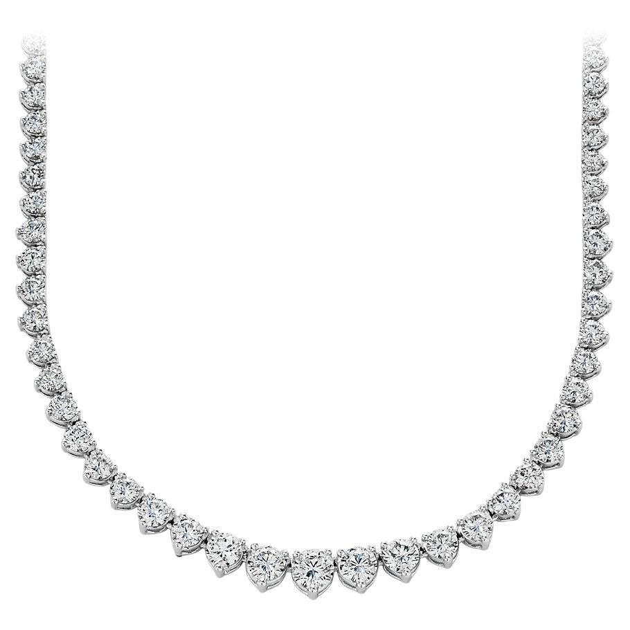 10.00 Carat Round Cut Diamond Riviera Necklace in 14K White Gold For Sale