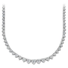 10.00 Carat Round Cut Diamond Riviera Necklace in 14K White Gold