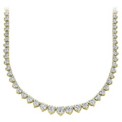 10.00 Carat Round Cut Diamond Riviera Necklace in 14K Yellow Gold