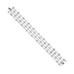 10,00 Carat Round Diamond White Gold Wide Artistic Design Multi-Row Bracelet (Bracciale con più file)
