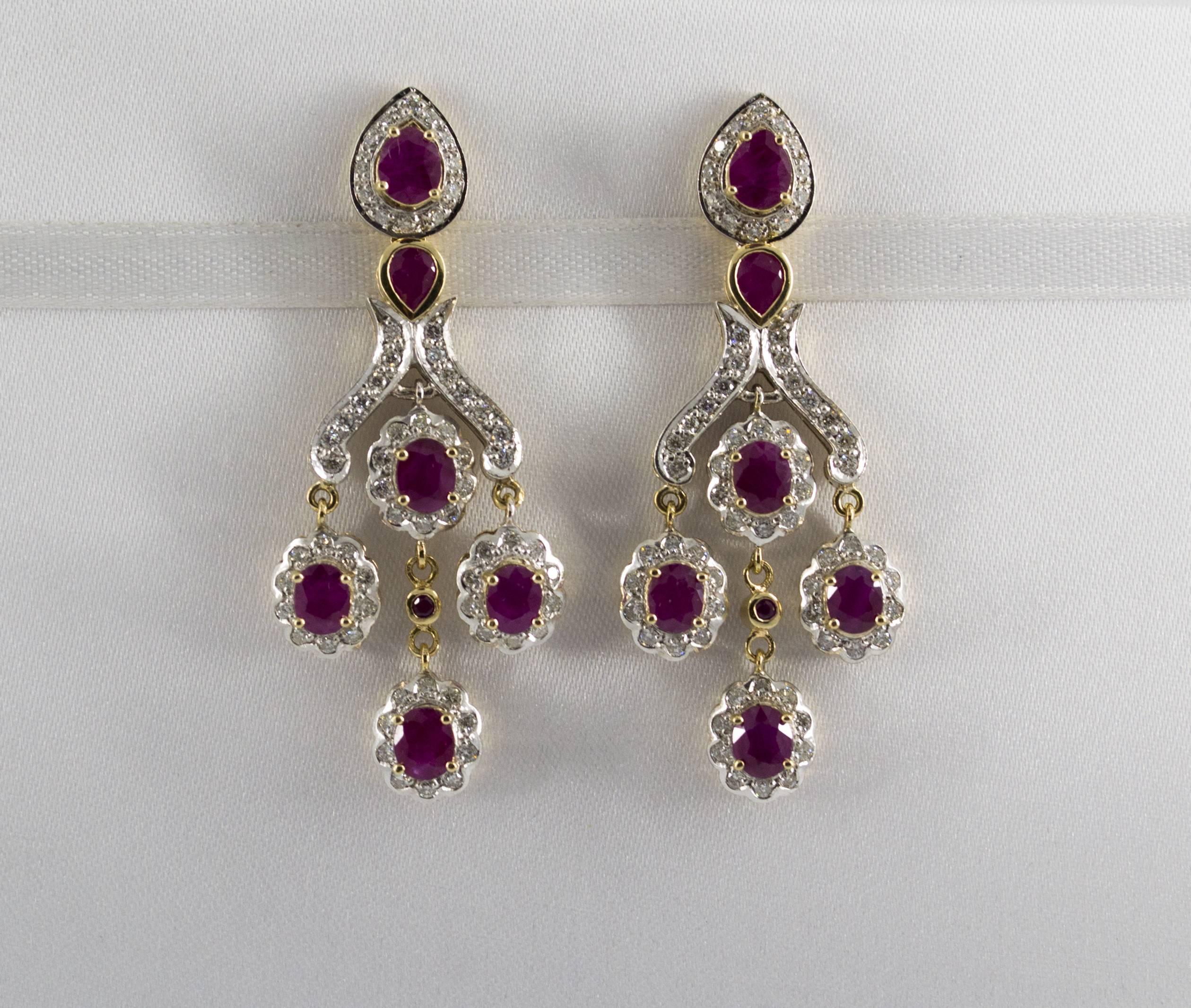 10.00 Carat Ruby 1.30 Carat Diamond Yellow Gold Stud Earrings In New Condition In Naples, IT