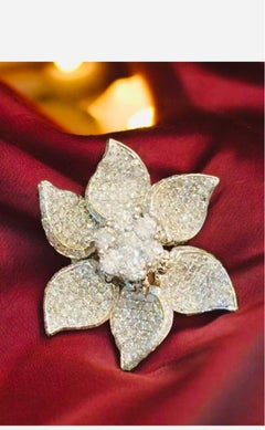 Bague en or 10.00 Carat Yellow Sapphires- Diamonds Flower