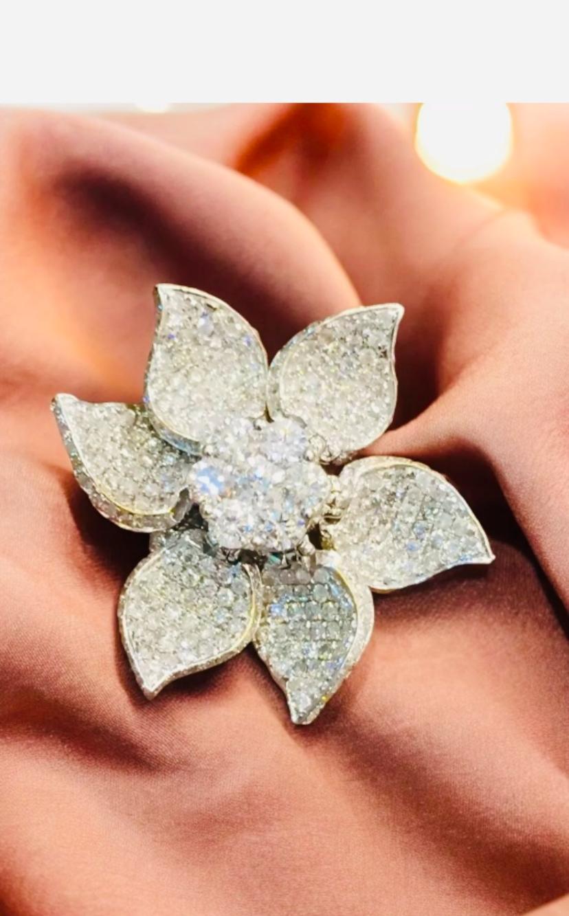10,00 Karat Gelber Saphir- Diamant-Blumenring aus Gold mit Blumen im Angebot 3