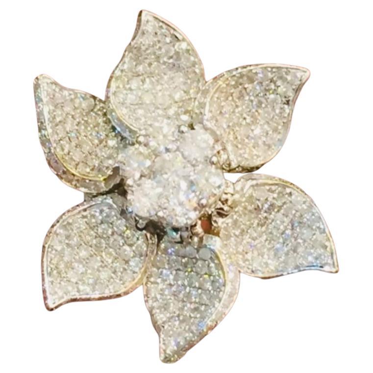 10.00 Carat Yellow Sapphires- Diamonds Flower Gold Ring