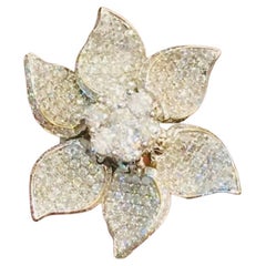 10.00 Carat Yellow Sapphires- Diamonds Flower Gold Ring