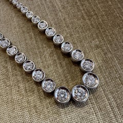 10.00 carats Bezel Set Diamond Tennis Necklace in Platinum 15 5/8"