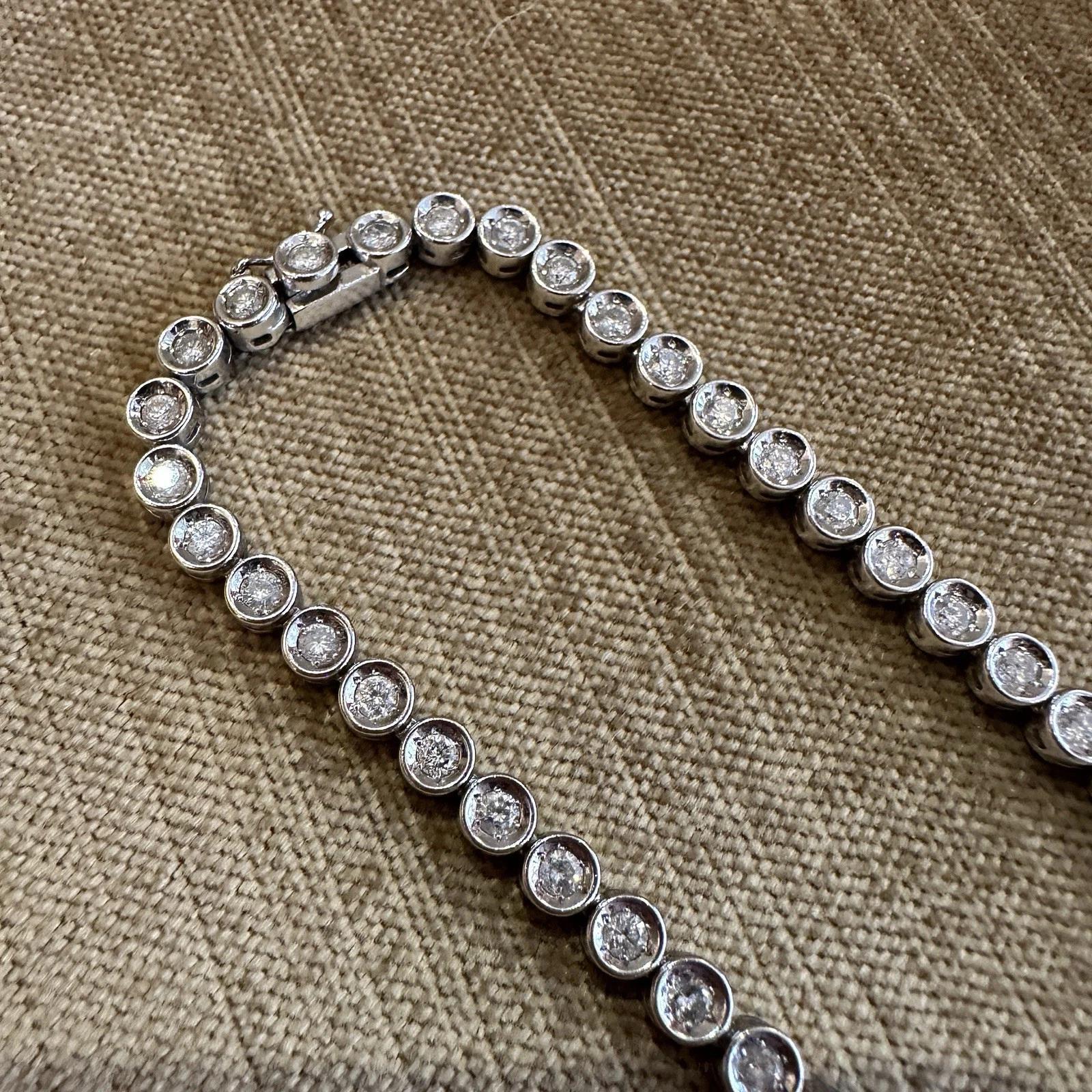 10.00 carats Bezel Set Diamond Tennis Necklace in Platinum 15 5/8