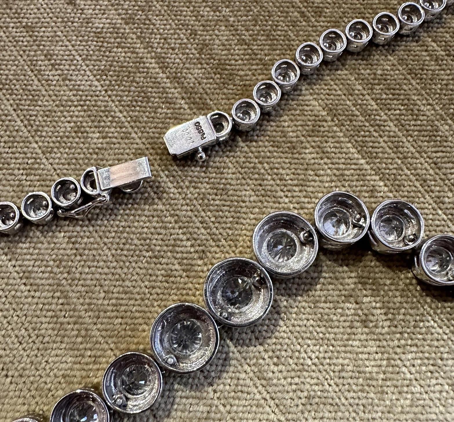 10.00 carats Bezel Set Diamond Tennis Necklace in Platinum 15 5/8