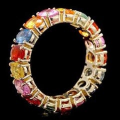 10.00 Carat Exquisite Natural Multi-Color Sapphire 14 Karat Solid Gold Ring
