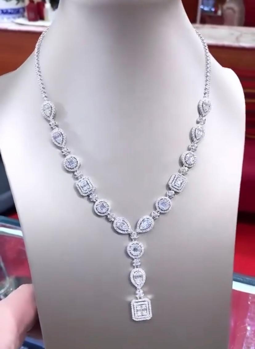 Donna 10,00 Carati di Diamanti Naturali Collana Illusione in Oro 18k in vendita