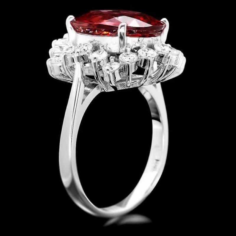 10.00 Carats Natural Red Zircon and Diamond 14K Solid White Gold Ring

Total Natural Zircon Weight is: Approx. 8.80 Carats 

Zircon Measures: Approx. 13.00 x 10.00mm

Natural Round Diamonds Weight: Approx.  1.20 Carats (color G-H / Clarity