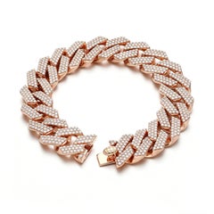 10.00 Quilates Forma Redonda Brillante Oro 18K Brazalete Unisex Estilo Cubano