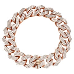10.00 Quilates Forma Redonda Brillante Oro 18K Brazalete Unisex Estilo Cubano