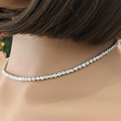10.00 cttw Bezel-Set Natural Diamond Tennis Necklace in Platinum 16 in
