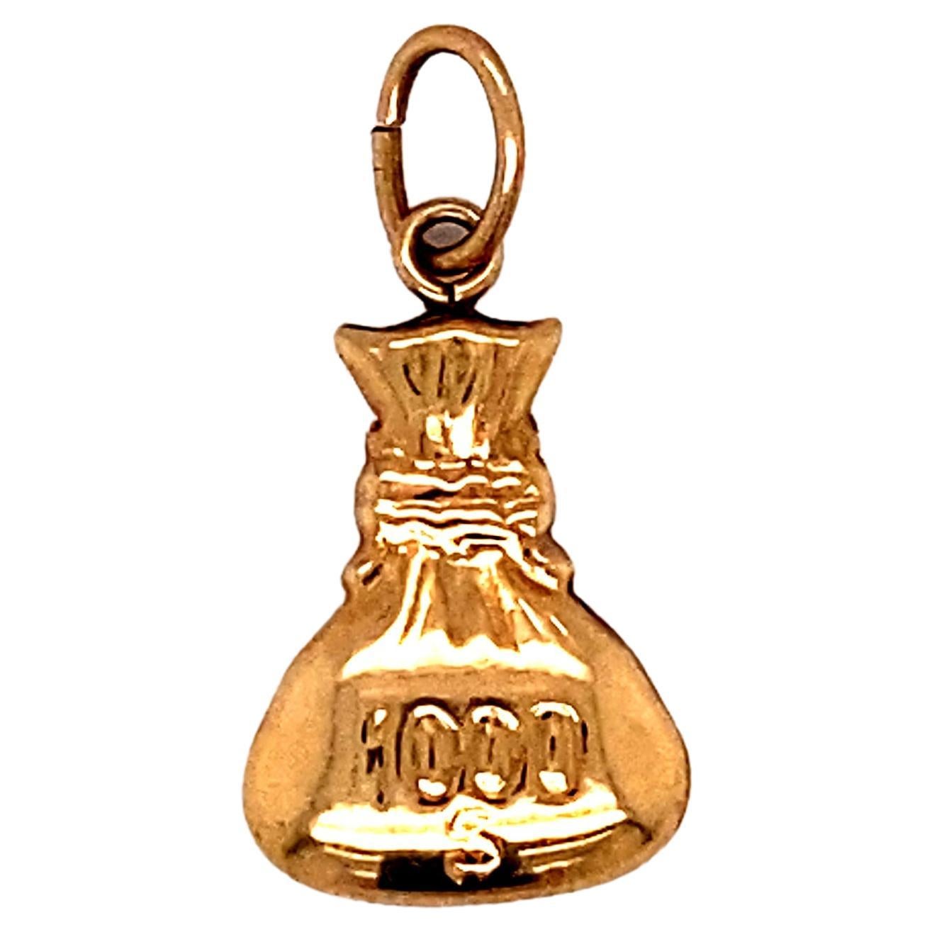 $1000 Money Bag Charm in 14 Karat Gold