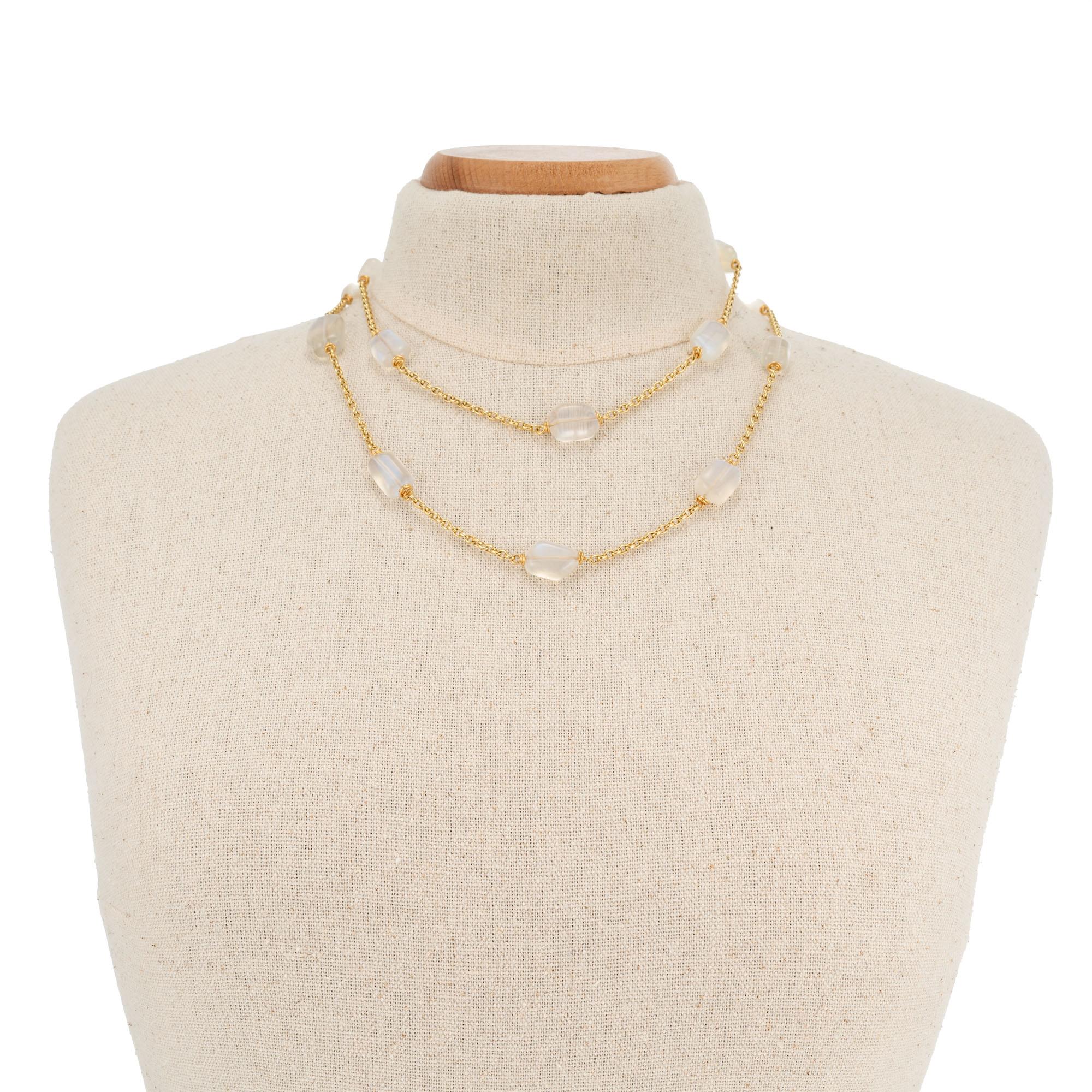 Women's 100.00 Carat Moonstone Yellow Gold Necklace