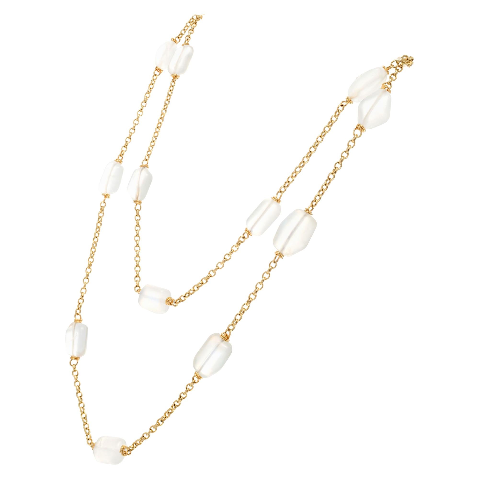 100.00 Carat Moonstone Yellow Gold Necklace