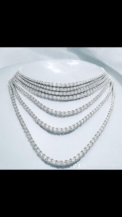 IGI Certified 100.00 Carats Natural Diamonds Multiple Riviera Tennis Necklace
