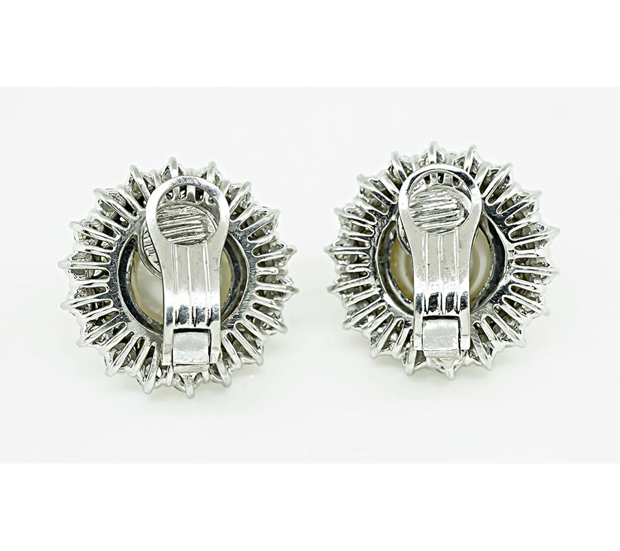 10,00 Karat Diamant-Perlen-Ohrringe im Zustand „Gut“ im Angebot in New York, NY