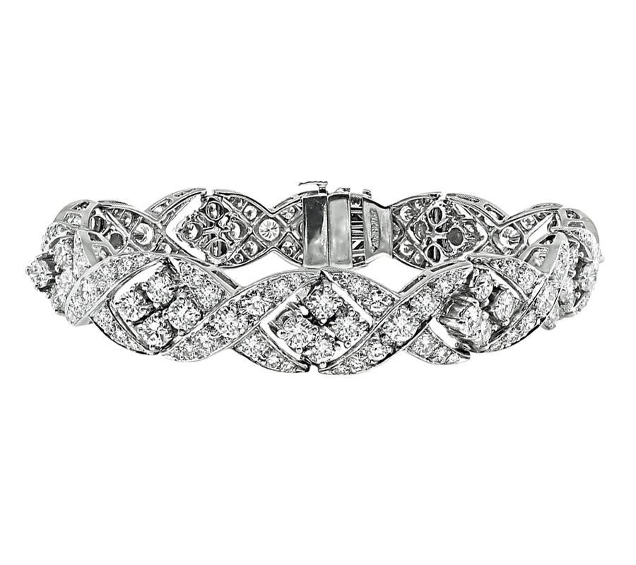 Round Cut 10.00ct Diamond Platinum Bracelet For Sale