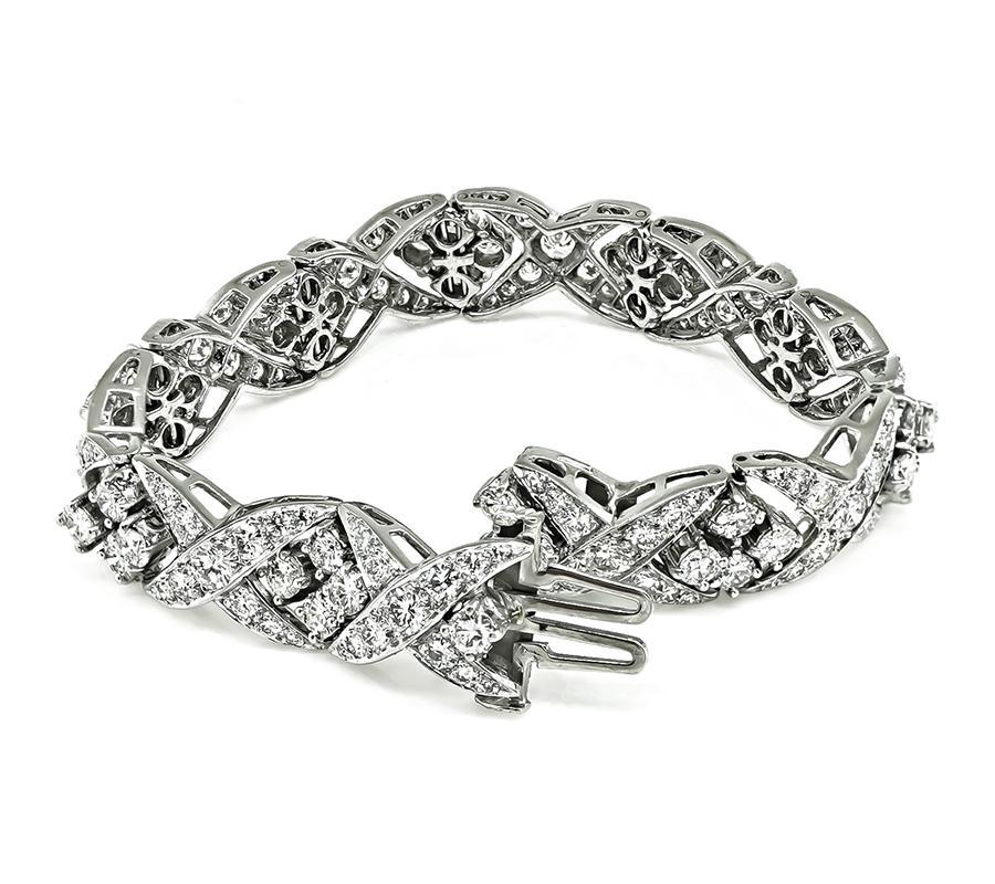 10.00ct Diamond Platinum Bracelet In Good Condition For Sale In New York, NY